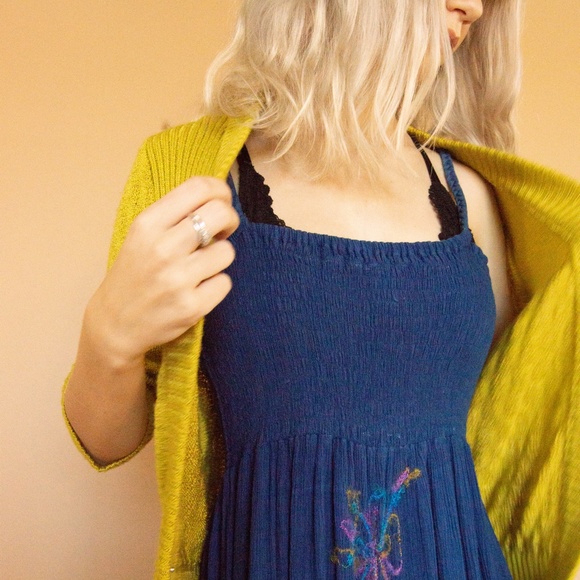 90s Rainbow Embroidered Smocked Summer Babydoll Dress - Picture 16 of 16